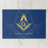 ネイビーブルーと金ゴールドマソニックテンプレート紙ランチョンマット ペーパーパッド (正面)