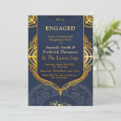 ネイビーブルーと金ゴールドマンダラス 招待状 (スタンド正面)