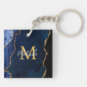 ネイビーブルーと金ゴールドマーブルゲート キーホルダー (裏面)