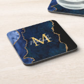 ネイビーブルーと金ゴールドマーブルゲート コースター (左側)