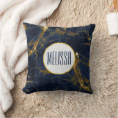 ネイビーブルーと金ゴールドマーブルモダンスタイリッシュ クッション (ブランケット)