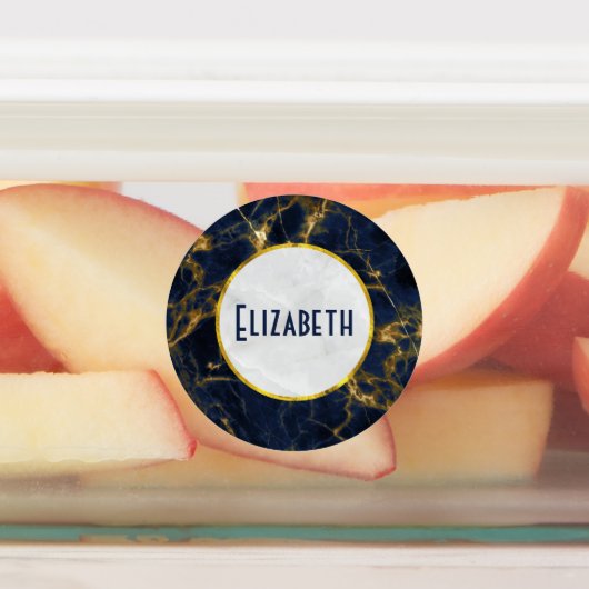 ネイビーブルーと金ゴールドマーブルモダンスタイリッシュ ラベル (貼付)