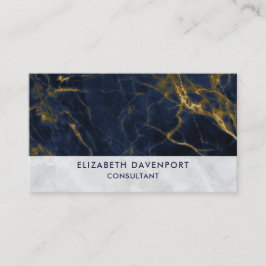 ネイビーブルーと金ゴールドマーブルモダンスタイリッシュ 名刺