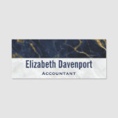 ネイビーブルーと金ゴールドマーブルモダンスタイリッシュ 名札 (正面)