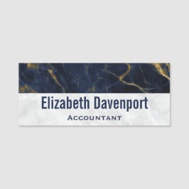 ネイビーブルーと金ゴールドマーブルモダンスタイリッシュ 名札