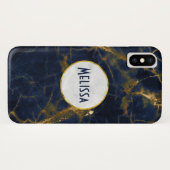 ネイビーブルーと金ゴールドマーブルモダンスタイリッシュ Case-Mate iPhoneケース (裏面(横))