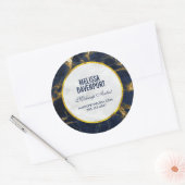 ネイビーブルーと金ゴールドマーブルモダンビジスタイリッシュネス ラウンドシール (封筒)