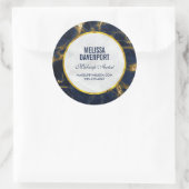 ネイビーブルーと金ゴールドマーブルモダンビジスタイリッシュネス ラウンドシール (バッグ)