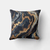 ネイビーブルーと金ゴールドマーブル絵画の抽象芸術 クッション (裏面)