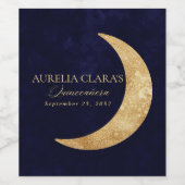 ネイビーブルーと金ゴールドムーンキンセニェラ ワインラベル (シングルラベル)