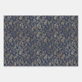 ネイビーブルーと金ゴールドメ航海のイド海シームレス ラッピングペーパーシート (正面3)