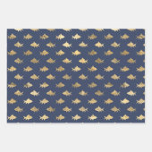 ネイビーブルーと金ゴールドメ航海のイド海シームレス ラッピングペーパーシート (正面2)