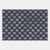 ネイビーブルーと金ゴールドメ航海のイド海シームレス ラッピングペーパーシート (正面)