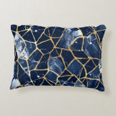 ネイビーブルーと金ゴールドモザイクチップパターンのシェード アクセントクッション (裏面)