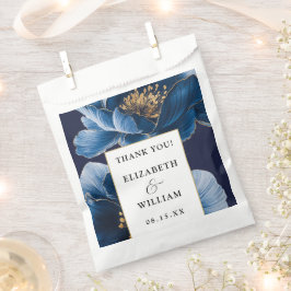 ネイビーブルーと金ゴールドモダンフローラ結婚の皆様 フェイバーバッグ