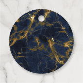 ネイビーブルーと金ゴールドモダンマーブル結婚ズ フェイバータグ (裏面)