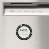 ネイビーブルーと金ゴールドモダンマーブル結婚ズ マグネット (インサイチュ (食洗機))