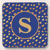 ネイビーブルーと金ゴールドモノグラムコースター コースター (正面)