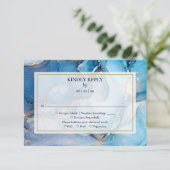 ネイビーブルーと金ゴールドモノグラ航海のム結婚ズ 出欠カード (スタンド正面)