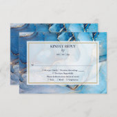 ネイビーブルーと金ゴールドモノグラ航海のム結婚ズ 出欠カード (正面/裏面)