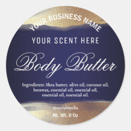 ネイビーブルーと金ゴールドラベル ラウンドシール