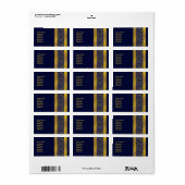 ネイビーブルーと金ゴールドレ結婚ース ラベル (フルシート)