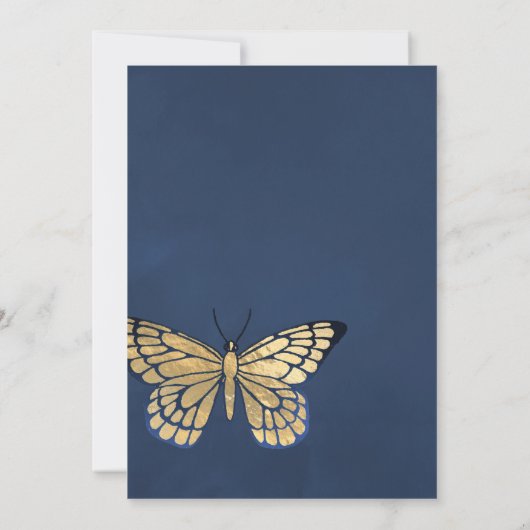 ネイビーブルーと金ゴールドヴィンテージバラキンセアニラ 招待状 (裏面)