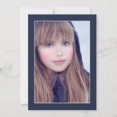 ネイビーブルーと金ゴールドヴィンテージバラキンセニェラ写真 招待状 (裏面)