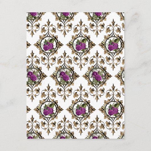 ネイビーブルーと金ゴールドヴィンテージピーコックゲスト詳細 エンクロージャーカード (裏面)