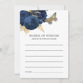 ネイビーブルーと金ゴールドヴィンテージブライダルシャワー 招待状 (正面)