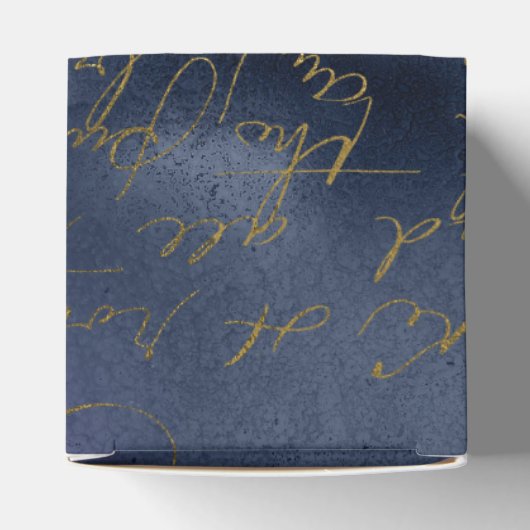 ネイビーブルーと金ゴールドヴィンテージ書 フェイバーボックス (上部)