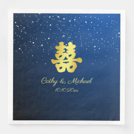 ネイビーブルーと金ゴールド中国のの雪結婚片