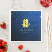 ネイビーブルーと金ゴールド中国のの雪結婚片 (インサイチュ)