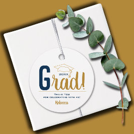 ネイビーブルーと金ゴールド卒業キャップ フェイバータグ