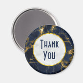 ネイビーブルーと金ゴールド大理石モダンありがスタイリッシュとう マグネット (正面/裏面)