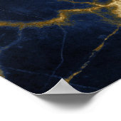 ネイビーブルーと金ゴールド大理石モダンの結婚歓迎 ポスター (角)