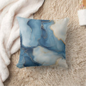 ネイビーブルーと金ゴールド大理石装飾装飾用クッション クッション (ブランケット)