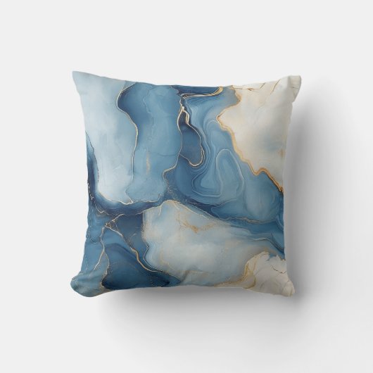 ネイビーブルーと金ゴールド大理石装飾装飾用クッション クッション (正面)