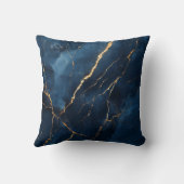 ネイビーブルーと金ゴールド大理石装飾装飾用クッション クッション (裏面)