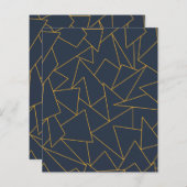 ネイビーブルーと金ゴールド幾何学的スクラップブック紙 (正面/裏面)