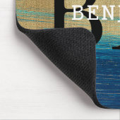 ネイビーブルーと金ゴールド抽象芸術モノグラム男性用 マウスパッド (コーナー)