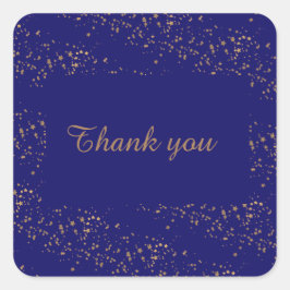 ネイビーブルーと金ゴールド星ダブルジョイント誕生日 スクエアシール