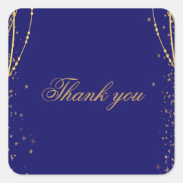 ネイビーブルーと金ゴールド星ダブルジョイント誕生日 スクエアシール