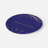 ネイビーブルーと金ゴールド星ダブルジョイント誕生日 ペーパープレート (アングル)