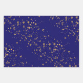 ネイビーブルーと金ゴールド星ダブルジョイント誕生日 ラッピングペーパーシート (正面3)