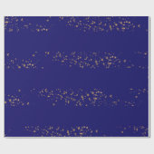 ネイビーブルーと金ゴールド星ダブルジョイント誕生日 ラッピングペーパー (フラット)
