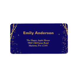 ネイビーブルーと金ゴールド星ダブルジョイント誕生日 ラベル