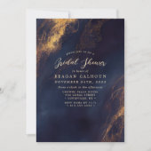 ネイビーブルーと金ゴールド書道ブライダルシャワー 招待状 (正面)