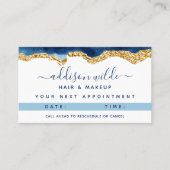 ネイビーブルーと金ゴールド水彩アポイントメントカード 予約カード (正面)