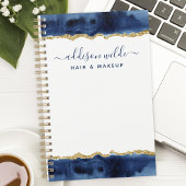 ネイビーブルーと金ゴールド水彩事業プランナー プランナー手帳